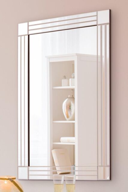 MirrorOutlet 'Milton' All Glass Bevelled Square Corner Wall Mirror 90 x 60 CM in Clear - image 1