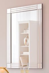 MirrorOutlet 'Milton' All Glass Bevelled Square Corner Wall Mirror 90 x 60 CM in Clear - thumbnail 1