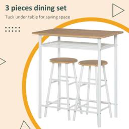 STILVORA Bar Table Set with Storage Shelf & Steel Frame in Light Oak - thumbnail 6