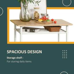 STILVORA Bar Table Set with Storage Shelf & Steel Frame in Light Oak - thumbnail 7