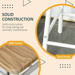 STILVORA Bar Table Set with Storage Shelf & Steel Frame in Light Oak - thumbnail 9