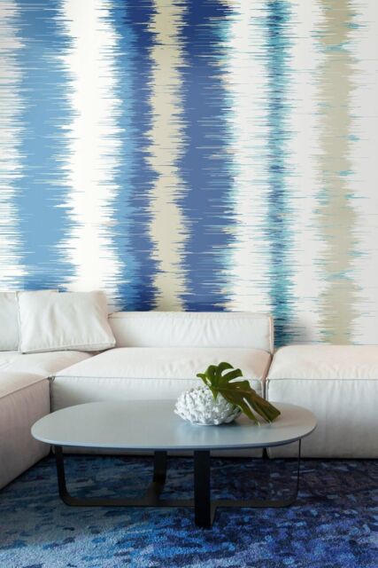 Origin Murals Linear Stripe Matt Smooth Paste the Wall Mural in Blue - Size: W300 cm x H240 cm - image 1