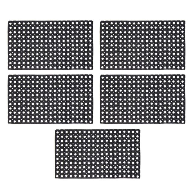 JVL Contract Rondo Rubber Ring Scraper Doormat, 50x100 cm, Pack of 5 in Black - Size: 50 cm x 100 cm - image 1