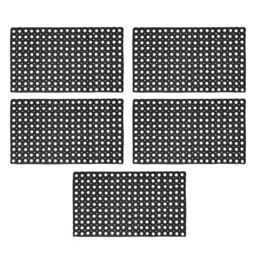 JVL Contract Rondo Rubber Ring Scraper Doormat, 50x100 cm, Pack of 5 in Black - Size: 50 cm x 100 cm - thumbnail 1