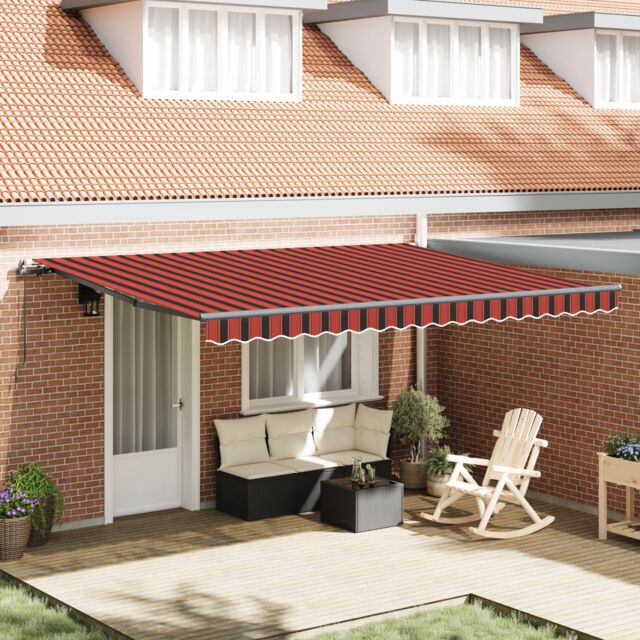 Berkfield Home Manual Retractable Awning Orange & Brown 450x350 cm - image 1