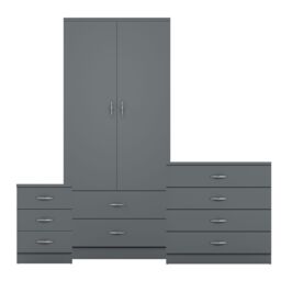 Home Discount Vida Designs Riano 3Pc Bedroom Set - 3 Drawer Bedside & 4 Drawer Chest in Grey - thumbnail 8