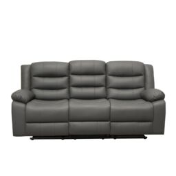 LUXURY LIFE Roma Leather Recliner Sofa Set in Grey - thumbnail 5