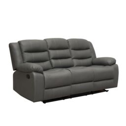 LUXURY LIFE Roma Leather Recliner Sofa Set in Grey - thumbnail 3