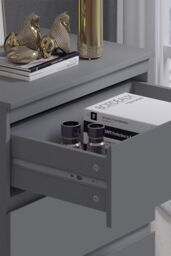 FWStyle Stora 3 Drawer Dark Grey Chest Of Drawers (H) 77 (W) 60 (D) 40cm - thumbnail 3