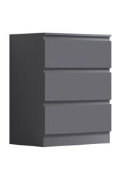 FWStyle Stora 3 Drawer Dark Grey Chest Of Drawers (H) 77 (W) 60 (D) 40cm - thumbnail 4