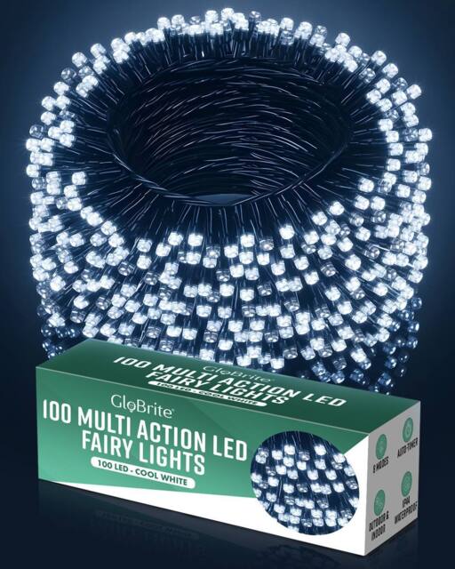 Globrite Cool White Fairy Lights 10m 100LED String Lights for Indoor & Outdoor Decoration - image 1