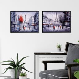 Artery8 Wall Art Print Paris In Winter Oil Paintings Set Of 3 s Living Room Aesthetic Eiffel Tower Arc De Triomphe A4 - thumbnail 6