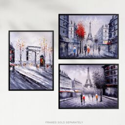 Artery8 Wall Art Print Paris In Winter Oil Paintings Set Of 3 s Living Room Aesthetic Eiffel Tower Arc De Triomphe A4 - thumbnail 5