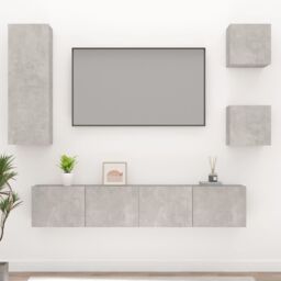 Berkfield Home 5 Piece TV Cabinet Set Concrete Grey Engineered Wood - thumbnail 1
