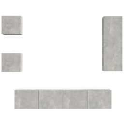 Berkfield Home 5 Piece TV Cabinet Set Concrete Grey Engineered Wood - thumbnail 2