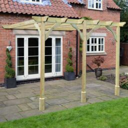 Rutland County Garden Furniture Ltd Wall Mounted Premium Pergola 3 Post, L480 x W480 x H270cm, Light Green - thumbnail 1