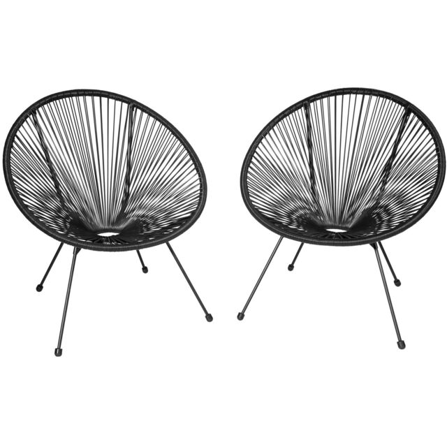 tectake Garden chairs in retro design (set of 2) in Black - Size: 2 Seater - image 1