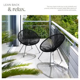 tectake Garden chairs in retro design (set of 2) in Black - Size: 2 Seater - thumbnail 4