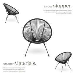 tectake Garden chairs in retro design (set of 2) in Black - Size: 2 Seater - thumbnail 3