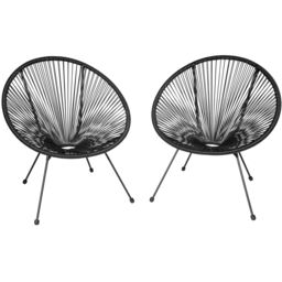 tectake Garden chairs in retro design (set of 2) in Black - Size: 2 Seater - thumbnail 1