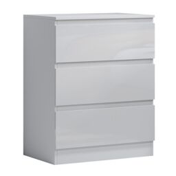 SquareBoxx Fairfield Gloss Minimalist Chest of Draws 3 Draw in White - thumbnail 2