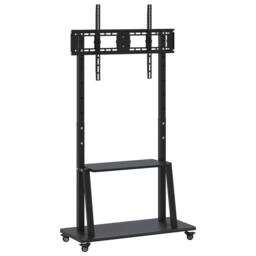 Berkfield Home TV Stand on Wheels 32-90 Inch Screen Max VESA 800x600 mm 100kg in Black - thumbnail 3