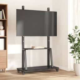 Berkfield Home TV Stand on Wheels 32-90 Inch Screen Max VESA 800x600 mm 100kg in Black - thumbnail 2