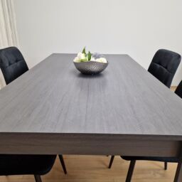 KOSY KOALA Modern Charcoal Dining Table Set with 4 Black Velvet Chairs in Brown - thumbnail 3