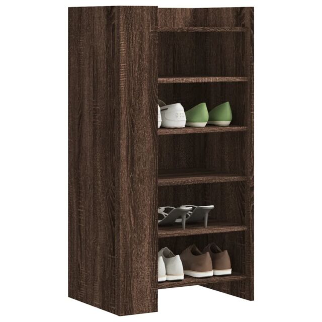 Berkfield Home Shoe Cabinet Brown Oak 52x37.5x100 cm Engineered Wood - image 1