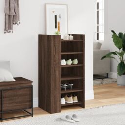Berkfield Home Shoe Cabinet Brown Oak 52x37.5x100 cm Engineered Wood - thumbnail 3