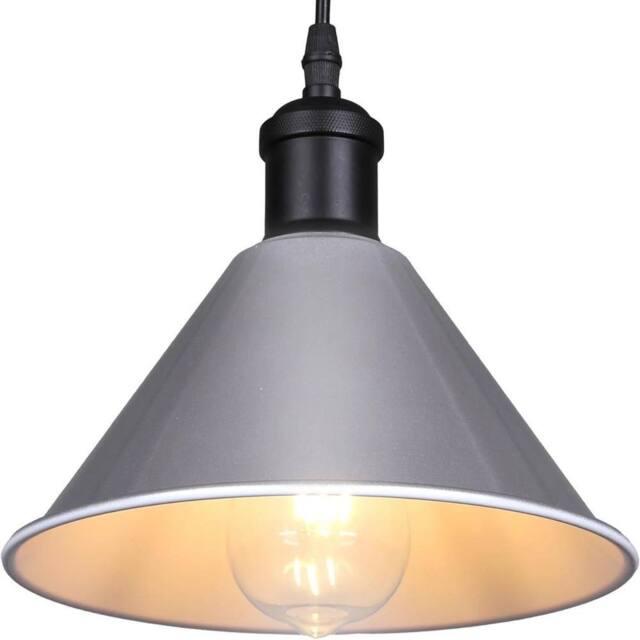 Havendro Satin Nickel Vintage Metal Ceiling Light Shade Pendant Light in Silver - image 1