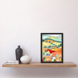 Artery8 Chianti Italy Rolling Hills Folk Art Artwork Framed Wall Art Print A4 in Black - thumbnail 2