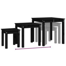 Berkfield Home Nesting Tables 3 pcs Black Solid Wood Pine - thumbnail 9
