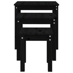 Berkfield Home Nesting Tables 3 pcs Black Solid Wood Pine - thumbnail 8