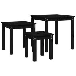 Berkfield Home Nesting Tables 3 pcs Black Solid Wood Pine - thumbnail 6