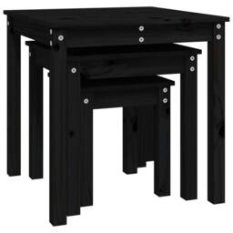 Berkfield Home Nesting Tables 3 pcs Black Solid Wood Pine - thumbnail 7
