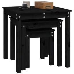 Berkfield Home Nesting Tables 3 pcs Black Solid Wood Pine - thumbnail 5