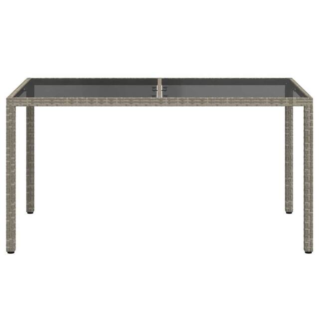 Berkfield Home Garden Table 150x90x75 cm Tempered Glass & Poly Rattan Grey - Size: 150 x 90 x 75 cm - image 1