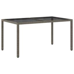 Berkfield Home Garden Table 150x90x75 cm Tempered Glass & Poly Rattan Grey - Size: 150 x 90 x 75 cm - thumbnail 5