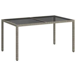 Berkfield Home Garden Table 150x90x75 cm Tempered Glass & Poly Rattan Grey - Size: 150 x 90 x 75 cm - thumbnail 3