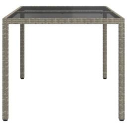 Berkfield Home Garden Table 150x90x75 cm Tempered Glass & Poly Rattan Grey - Size: 150 x 90 x 75 cm - thumbnail 4