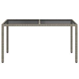 Berkfield Home Garden Table 150x90x75 cm Tempered Glass & Poly Rattan Grey - Size: 150 x 90 x 75 cm - thumbnail 1
