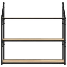 Berkfield Home Durable 3-Tier Wall Shelf Sonoma Oak 80x21x78.5 cm Engineered Wood in Light Oak - thumbnail 4