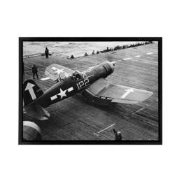 "Artery8 War WWII USA F4u 1d Corsair Aircraft Framed Canvas Wall Art Print in Grey - Size: W12"" x H16""" - thumbnail 1
