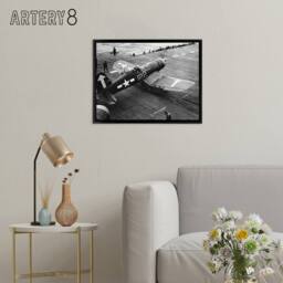 "Artery8 War WWII USA F4u 1d Corsair Aircraft Framed Canvas Wall Art Print in Grey - Size: W12"" x H16""" - thumbnail 3