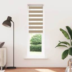 Berkfield Home Elegant Zebra Blind Sand Brown 55x200 cm Fabric Width 50.9 cm Pol - thumbnail 3