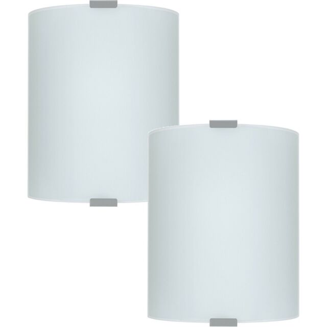 Loops 2 PACK Wall Flush Ceiling Light Colour Silver Shade White Satin Glass E27 1x60W - image 1