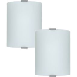 Loops 2 PACK Wall Flush Ceiling Light Colour Silver Shade White Satin Glass E27 1x60W