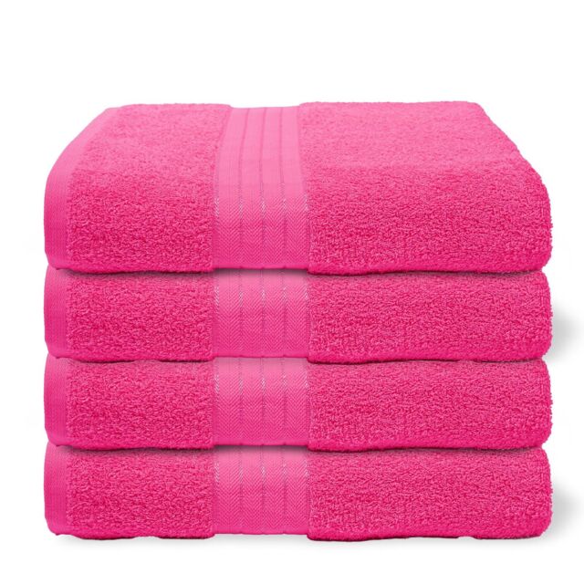OHS 4 Pack of 100% Cotton Bath Sheet Bathroom Towel in Pink - image 1