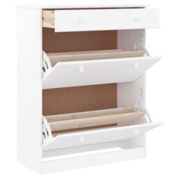 Berkfield Home Shoe Cabinet ALTA White 77x35x96 cm Solid Wood Pine - Size: 77 x 35 x 96 cm - thumbnail 3